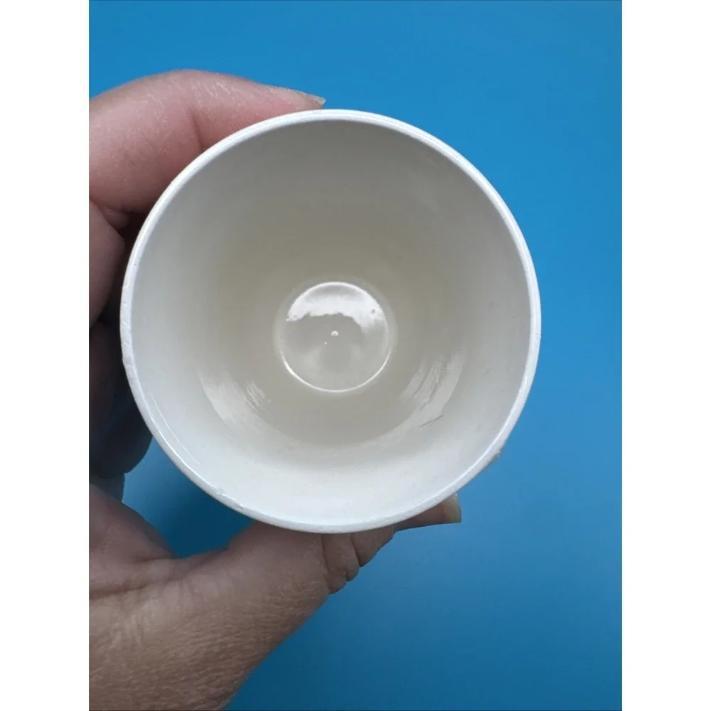 Vintage 60s Cups Juice‎ Drinking Glasses Retro Fruit Pattern White Set 4 Tumbler